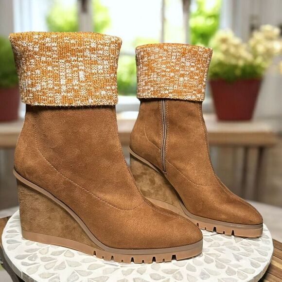 Donald Pliner $288 Sindie Suede Knit Cuff Wedge Boots Size 9 NEW - Picture 7 of 11